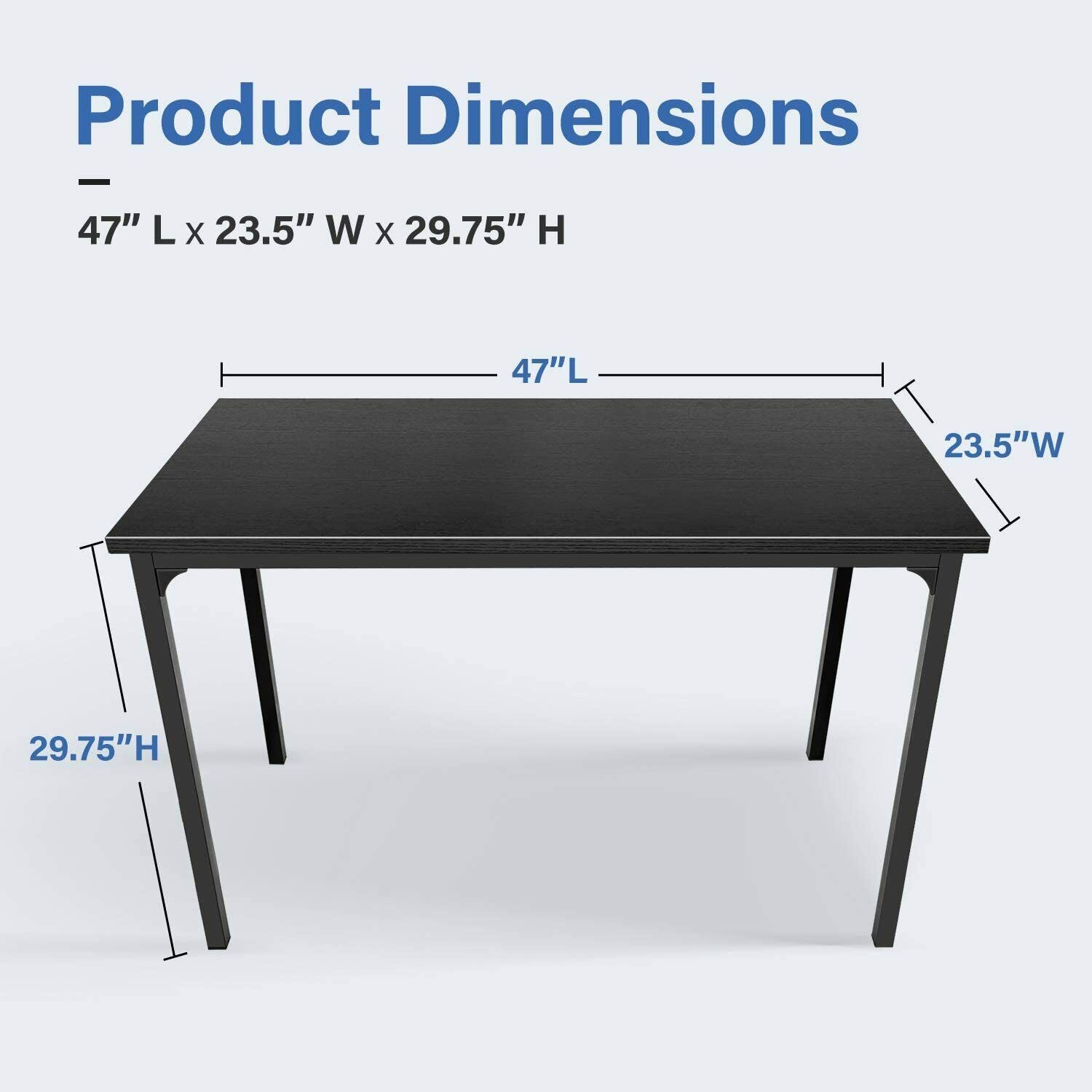 Simple Deluxe Modern Design, Simple Style Table Home Office Computer Desk for Working, Studying, Writing or Gaming, Black Doba